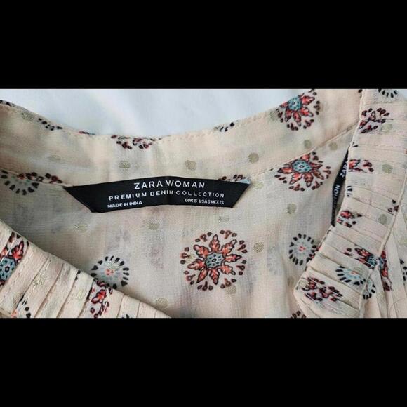 Zara Bohemian Floral See Through Blouse Size Small - Picture 6 of 9